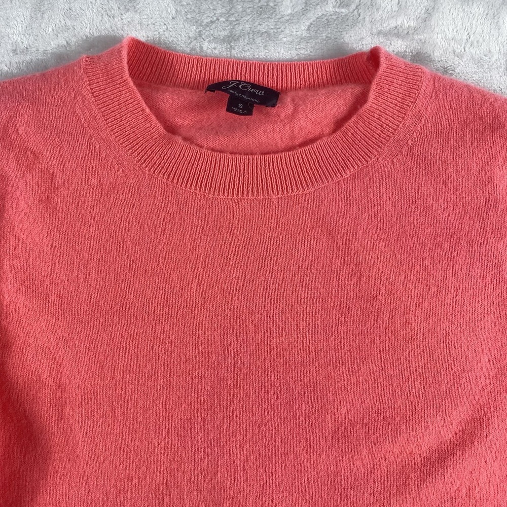 J. Crew 100% Cashmere Knit Sweater Women Sz S Bright Pink Fine Knit Soft